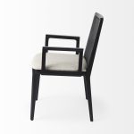 Clara Black Wood W/ Cream Fabric Seat and Cane Back Dining Chair