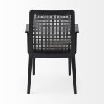 Clara Black Wood W/ Cream Fabric Seat and Cane Back Dining Chair