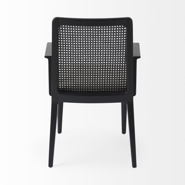 Clara Black Wood W Cream Fabric Seat and Cane Back Dining Chair 4