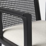 Clara Black Wood W/ Cream Fabric Seat and Cane Back Dining Chair