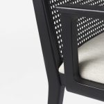 Clara Black Wood W/ Cream Fabric Seat and Cane Back Dining Chair