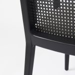 Clara Black Wood W/ Cream Fabric Seat and Cane Back Dining Chair