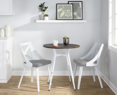 Clara-Charlotte Vintage White and Espresso Dinette Set