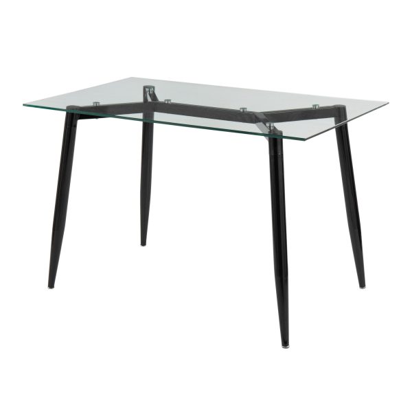 Clara Contemporary Black Metal and Clear Glass Table 2