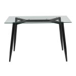 Clara Contemporary Black Metal and Clear Glass Table 12 Clara Contemporary Black Metal and Clear Glass Table