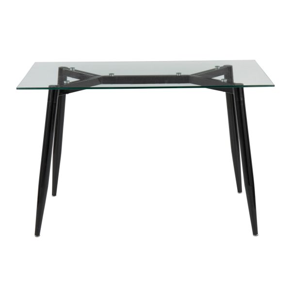 Clara Contemporary Black Metal and Clear Glass Table 3