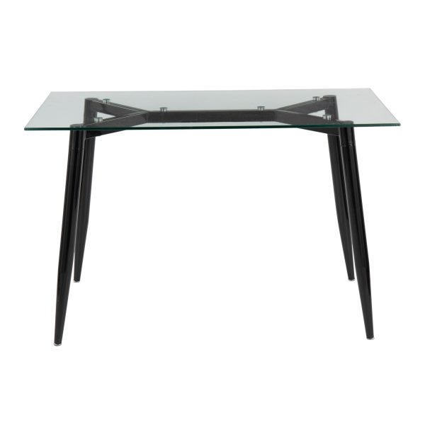 Clara Contemporary Black Metal and Clear Glass Table 4