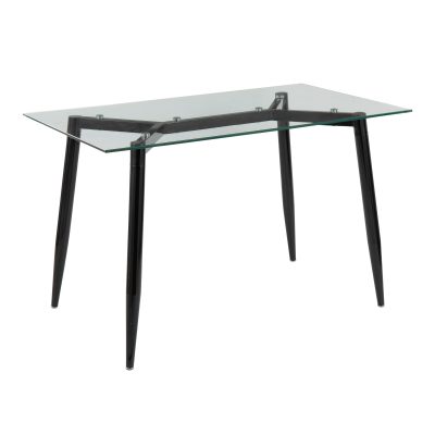 Clara Contemporary Black Metal and Clear Glass Table