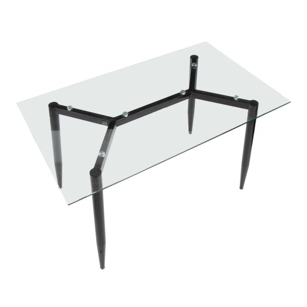 Clara Contemporary Black Metal and Clear Glass Table 5