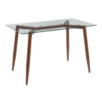 Clara Contemporary Walnut Metal Clear Glass Table 9 Clara Contemporary Walnut Metal Clear Glass Table