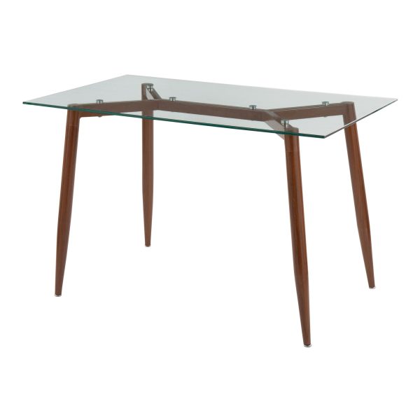 Clara Contemporary Walnut Metal Clear Glass Table 2