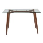 Clara Contemporary Walnut Metal Clear Glass Table 12 Clara Contemporary Walnut Metal Clear Glass Table