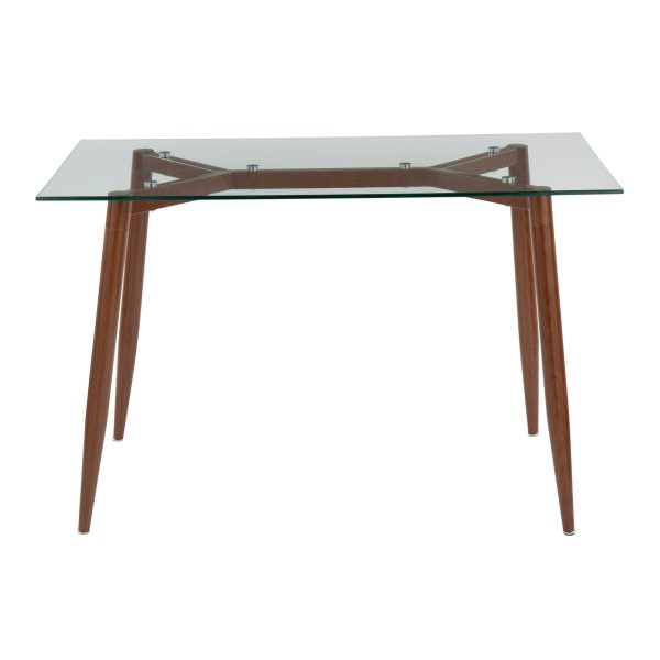 Clara Contemporary Walnut Metal Clear Glass Table 4