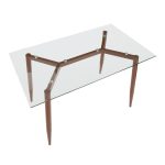 Clara Contemporary Walnut Metal Clear Glass Table 14 Clara Contemporary Walnut Metal Clear Glass Table