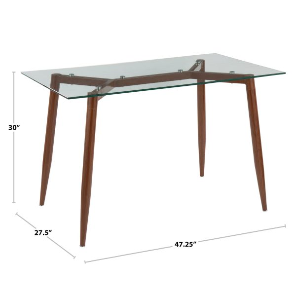 Clara Contemporary Walnut Metal Clear Glass Table 6