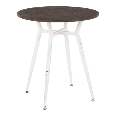 Clara Industrial Round Dinette Table Vintage White Espresso