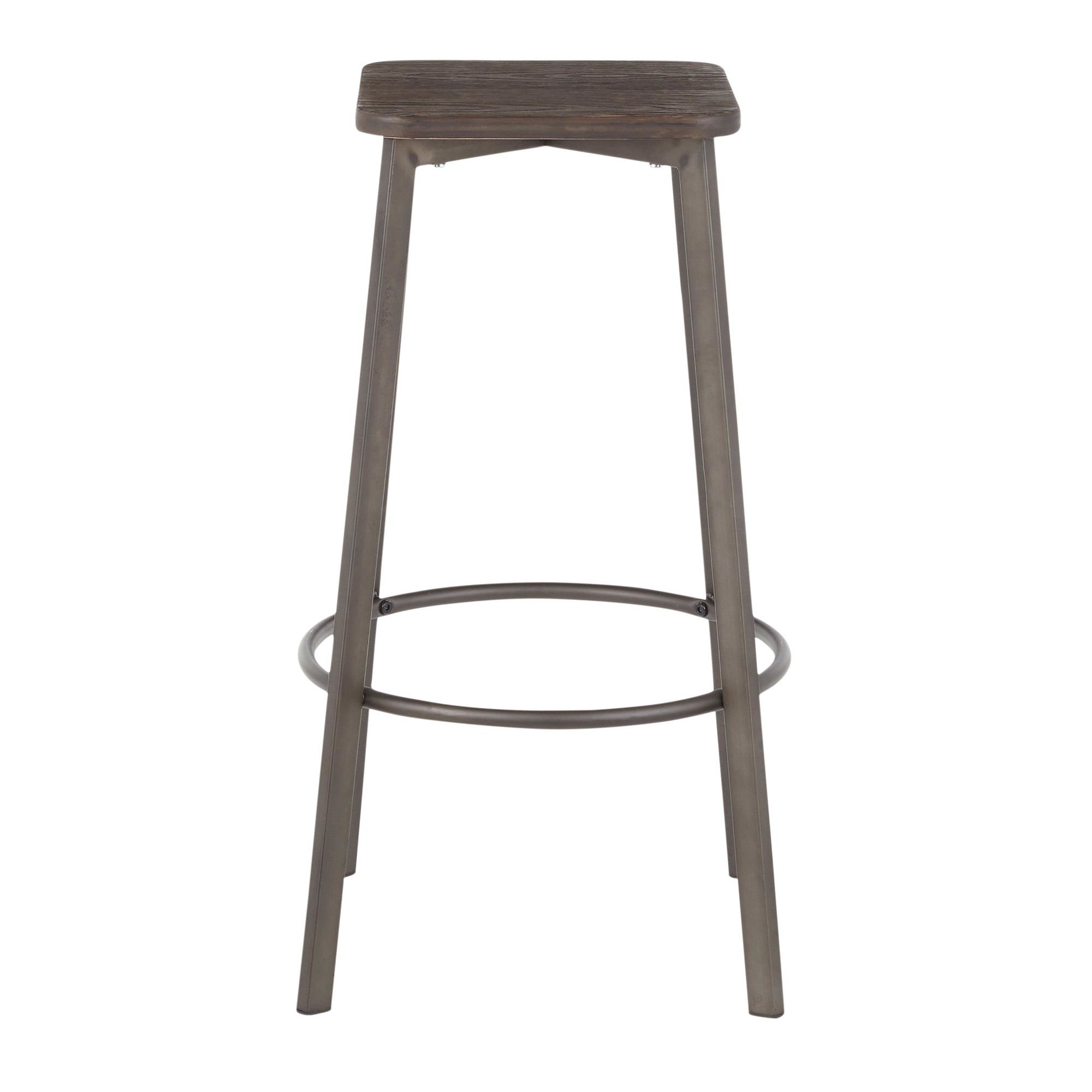 Clara Industrial Square Barstool Antique Metal Espresso (Set of 2) 3 Clara Industrial Square Barstool Antique Metal Espresso (Set of 2) - Image 3