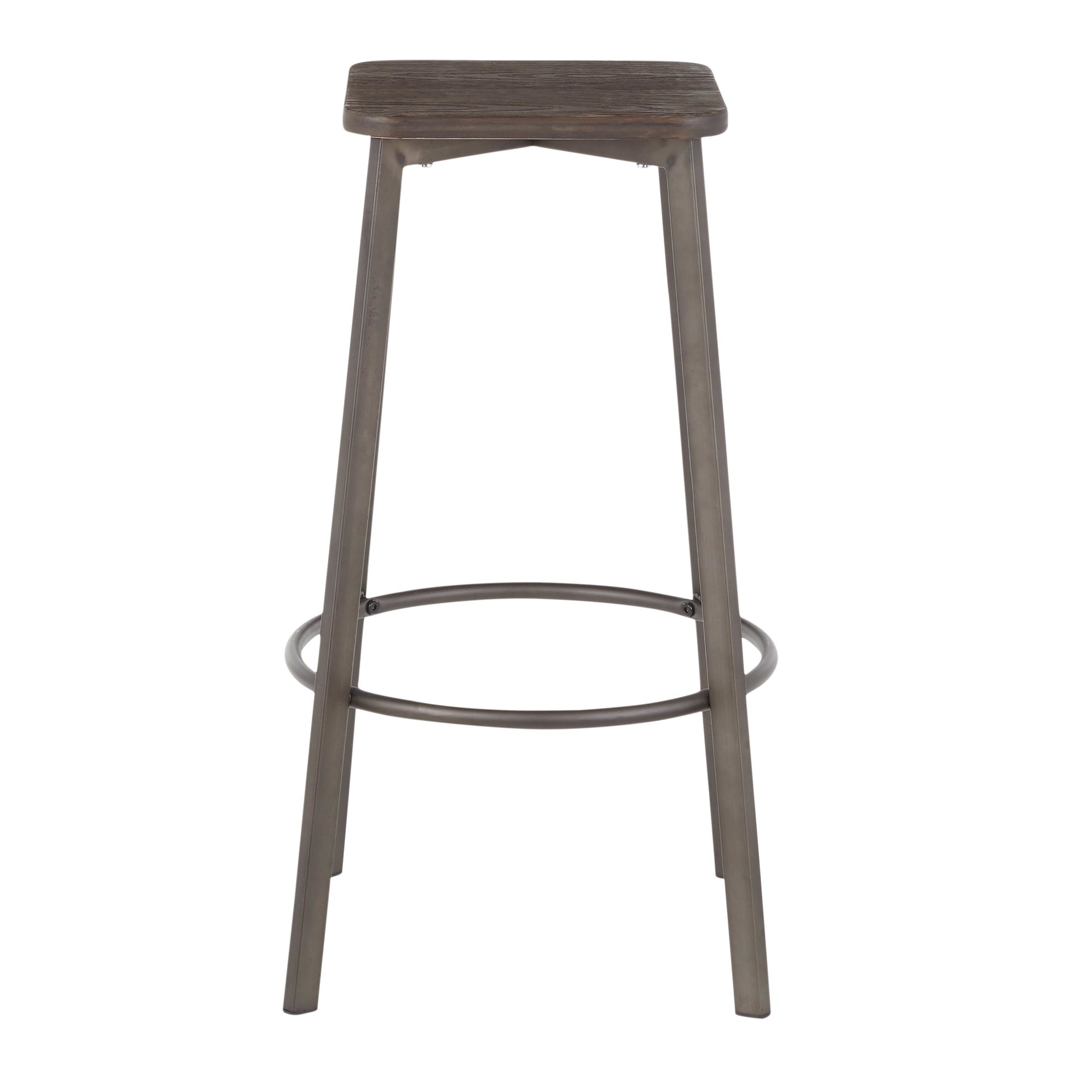 Clara Industrial Square Barstool Antique Metal Espresso (Set of 2) 5 Clara Industrial Square Barstool Antique Metal Espresso (Set of 2) - Image 5
