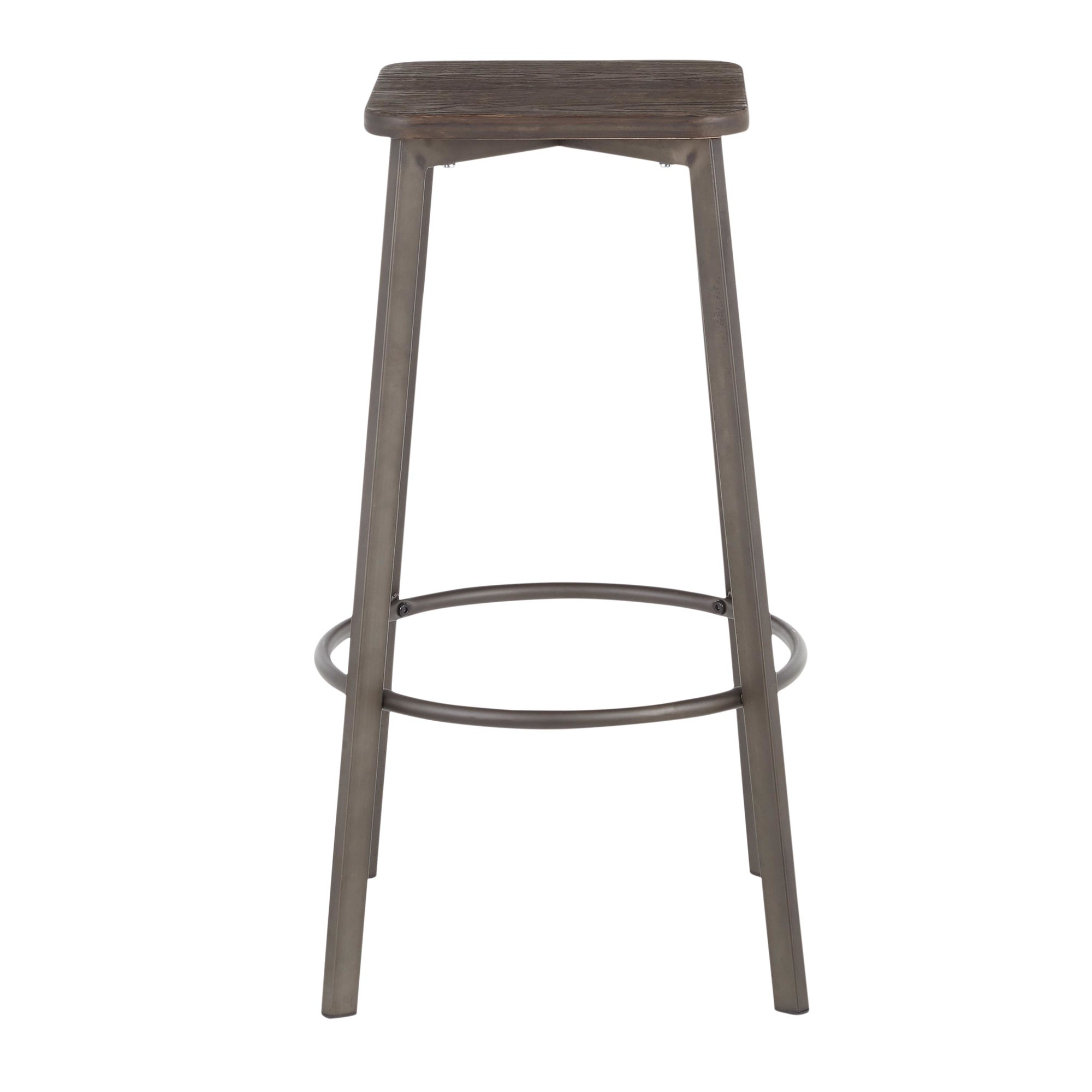 Clara Industrial Square Barstool Antique Metal Espresso (Set of 2) 6 Clara Industrial Square Barstool Antique Metal Espresso (Set of 2) - Image 6