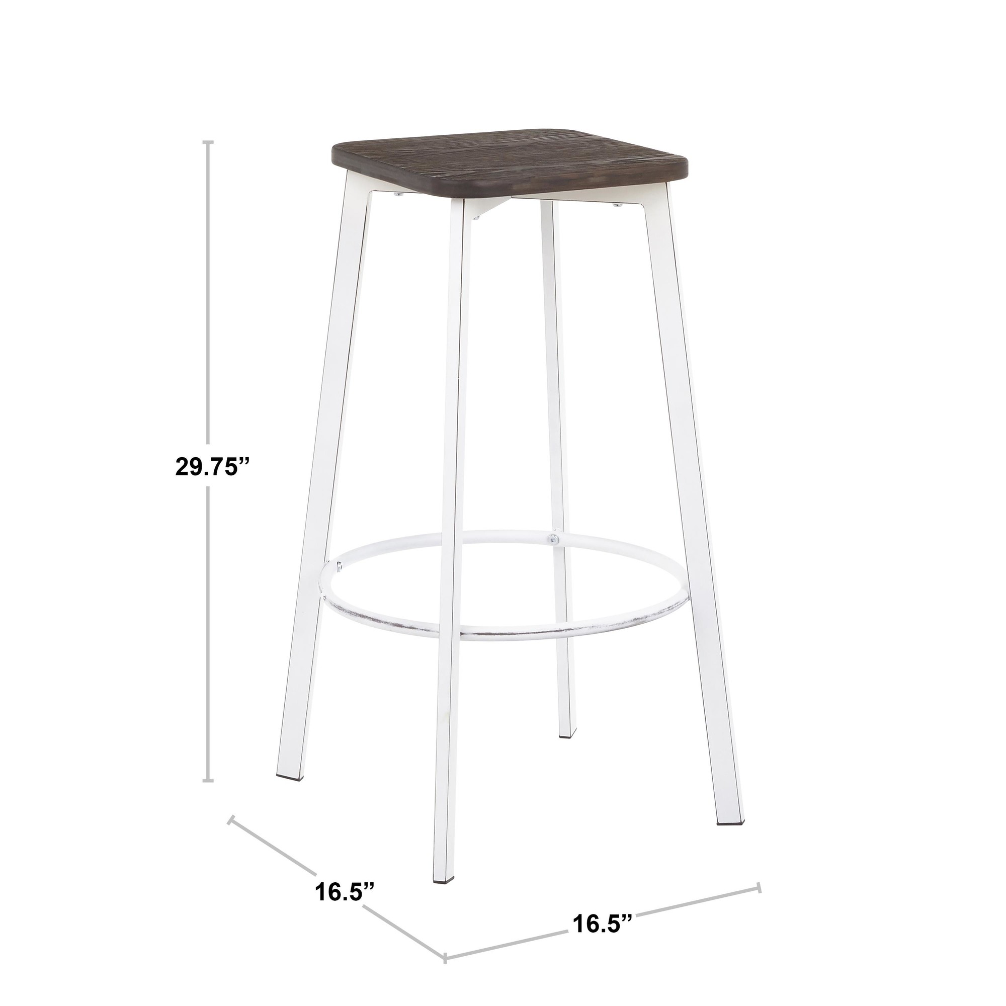 Clara Industrial Square Barstool Antique Metal Espresso (Set of 2) 8 Clara Industrial Square Barstool Antique Metal Espresso (Set of 2) - Image 8