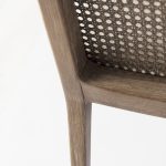 Clara Light Brown Wood W/ Cream Fabric Seat and Cane Back Armless Dining Chair