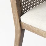 Clara Light Brown Wood W/ Cream Fabric Seat and Cane Back Armless Dining Chair