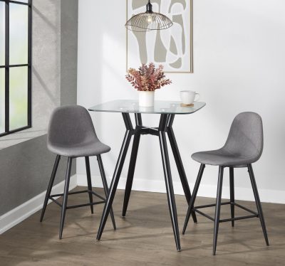 Clara Mid-Century Modern 30-Inch Square Glass Counter Table