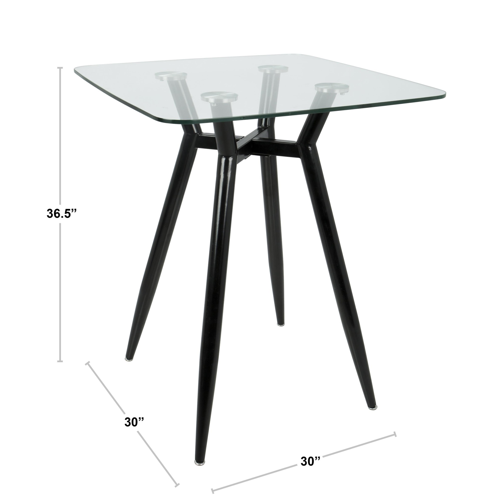 Clara Mid-Century Modern 30-Inch Square Glass Counter Table 6 Clara Mid-Century Modern 30-Inch Square Glass Counter Table - Image 6