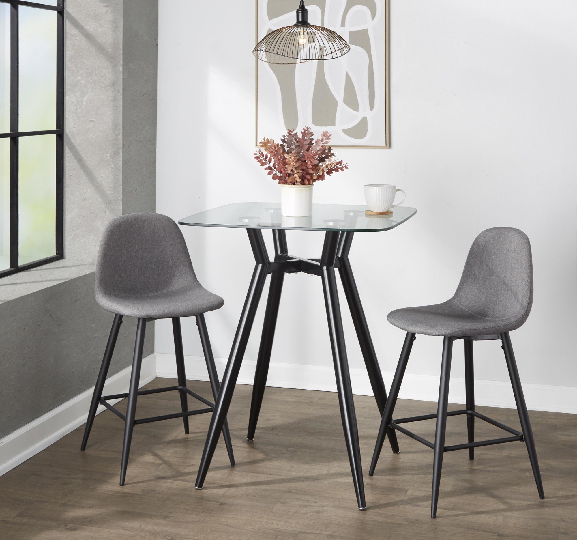 Clara Mid-Century Modern 30-Inch Square Glass Counter Table 1 Clara Mid-Century Modern 30-Inch Square Glass Counter Table