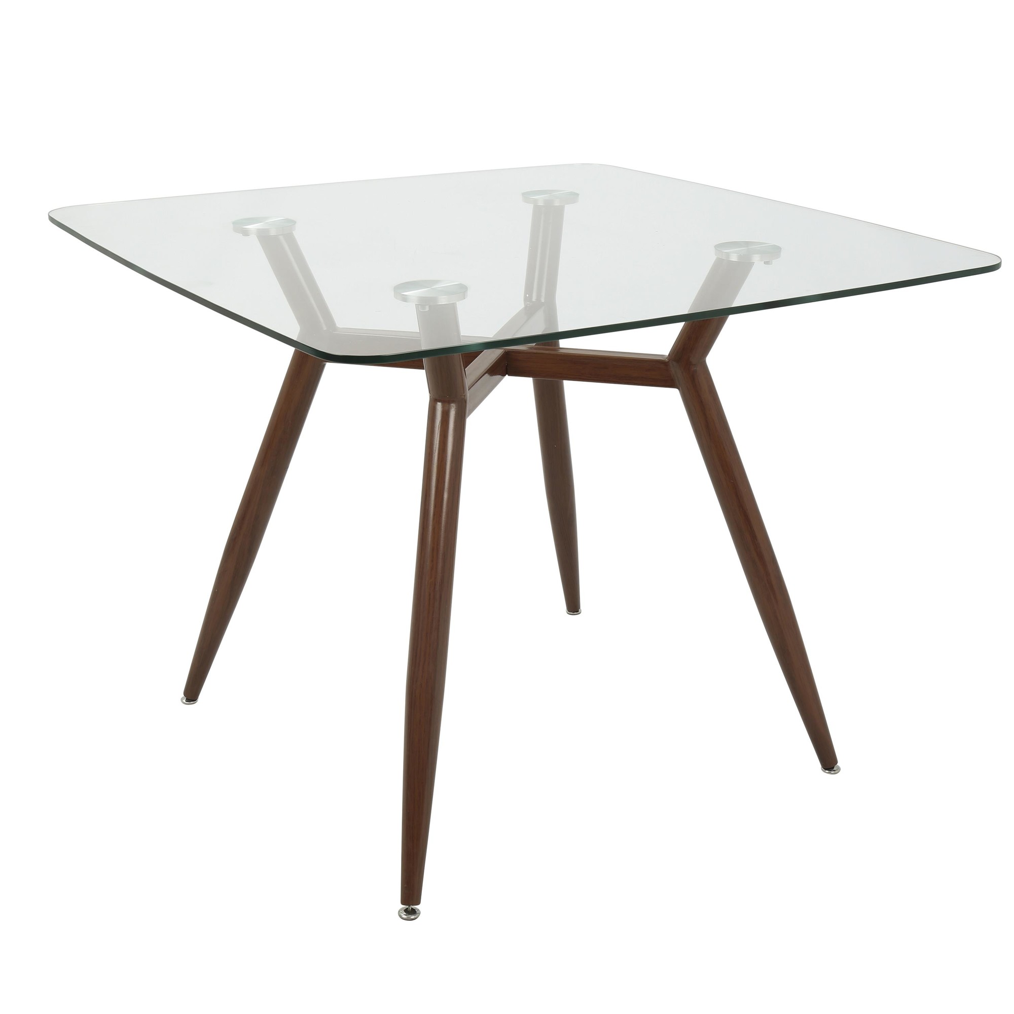 Clara Mid-Century Modern Square Glass Dining Table 2 Clara Mid-Century Modern Square Glass Dining Table - Image 2