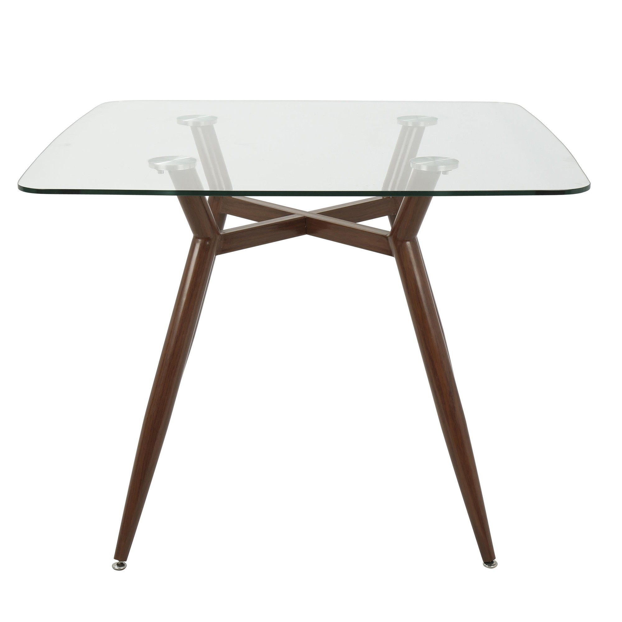 Clara Mid-Century Modern Square Glass Dining Table 3 Clara Mid-Century Modern Square Glass Dining Table - Image 3