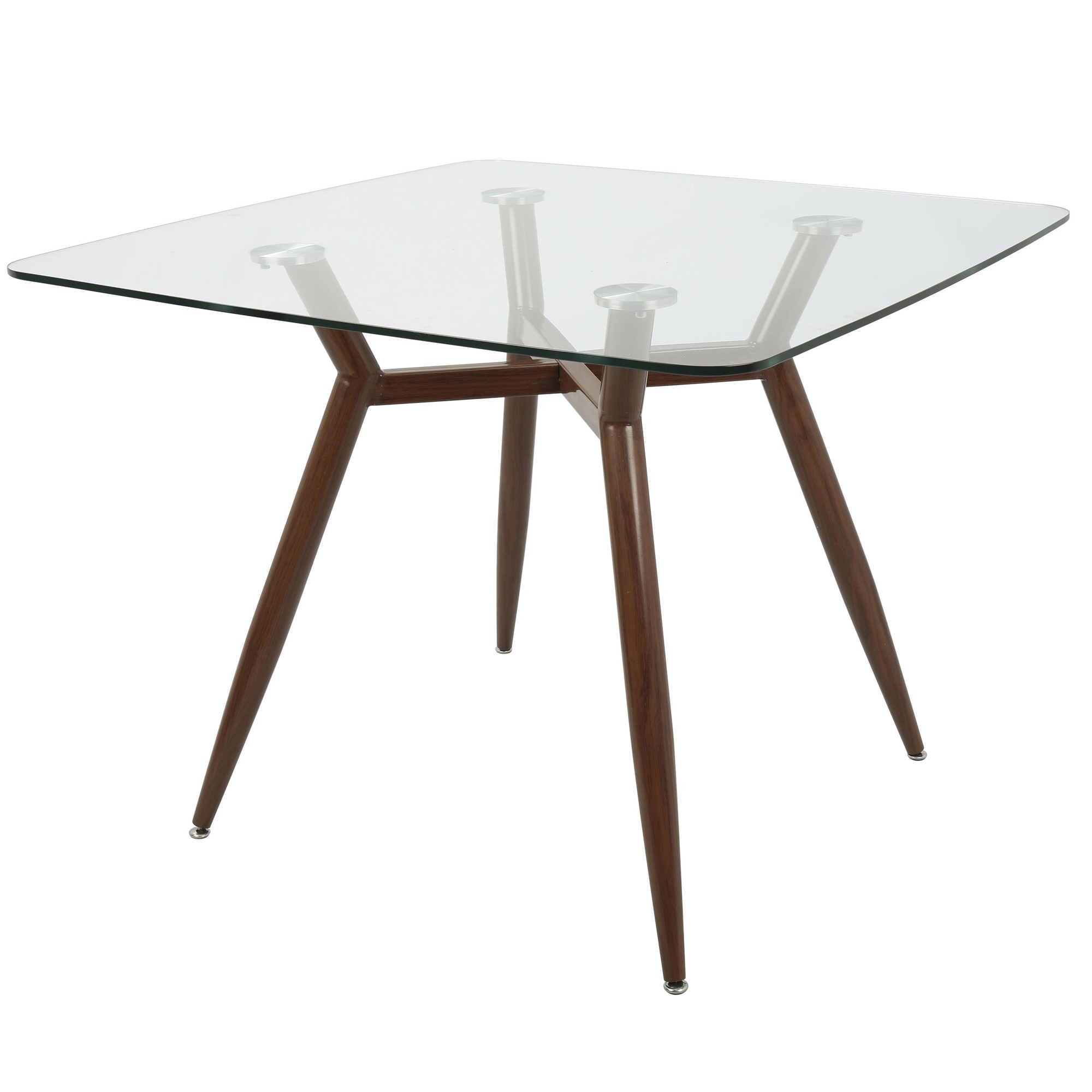 Clara Mid-Century Modern Square Glass Dining Table 4 Clara Mid-Century Modern Square Glass Dining Table - Image 4
