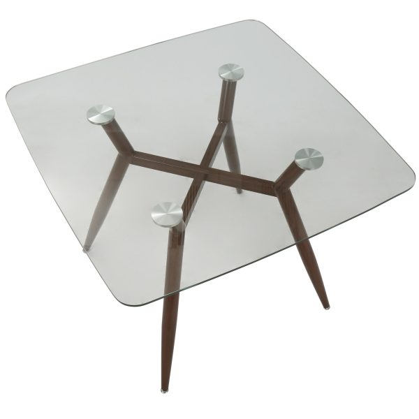 Clara Mid Century Modern Square Glass Dining Table 4