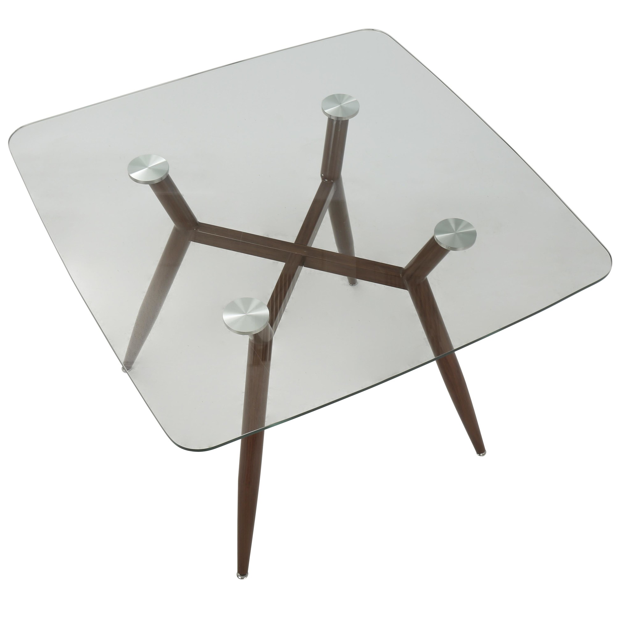 Clara Mid-Century Modern Square Glass Dining Table 5 Clara Mid-Century Modern Square Glass Dining Table - Image 5