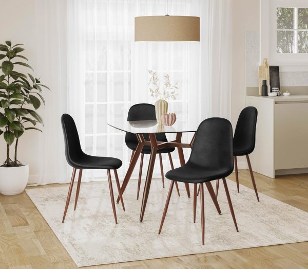 Clara Mid Century Modern Square Glass Dining Table