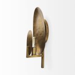 Clarence 7.0L x 5.3W x 17.0H Metal Hammered Gold Round Wall Sconce