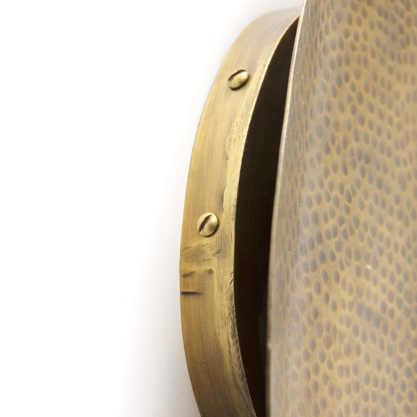 Clarence 7.0L x 5.3W x 17.0H Metal Hammered Gold Round Wall Sconce 7