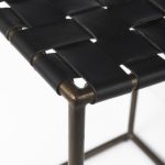 Clarissa 18.0L x 16.0W x 26.25H Black Woven Leather Seat W/ Gold Frame Counter Stool