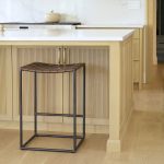 Clarissa 18.0L x 16.0W x 26.25H Dark Brown Woven Leather Seat W/ Black Iron Frame Counter Stool