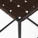 Clarissa 18.0L x 16.0W x 26.25H Dark Brown Woven Leather Seat W/ Black Iron Frame Counter Stool