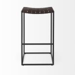 Clarissa 18.0L x 16.0W x 30.25H Dark Brown Woven Leather Seat W/ Black Metal Frame Bar Stool