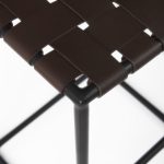Clarissa 18.0L x 16.0W x 30.25H Dark Brown Woven Leather Seat W/ Black Metal Frame Bar Stool
