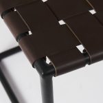 Clarissa 22.0L x 16.0W x 16.5H Brown Leather Woven Seat W/ Black Metal Frame Stool