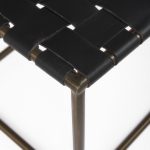 Clarissa 22.0L x 16.0W x 16.75H Black Leather Woven Seat W/ Gold Metal Frame Stool