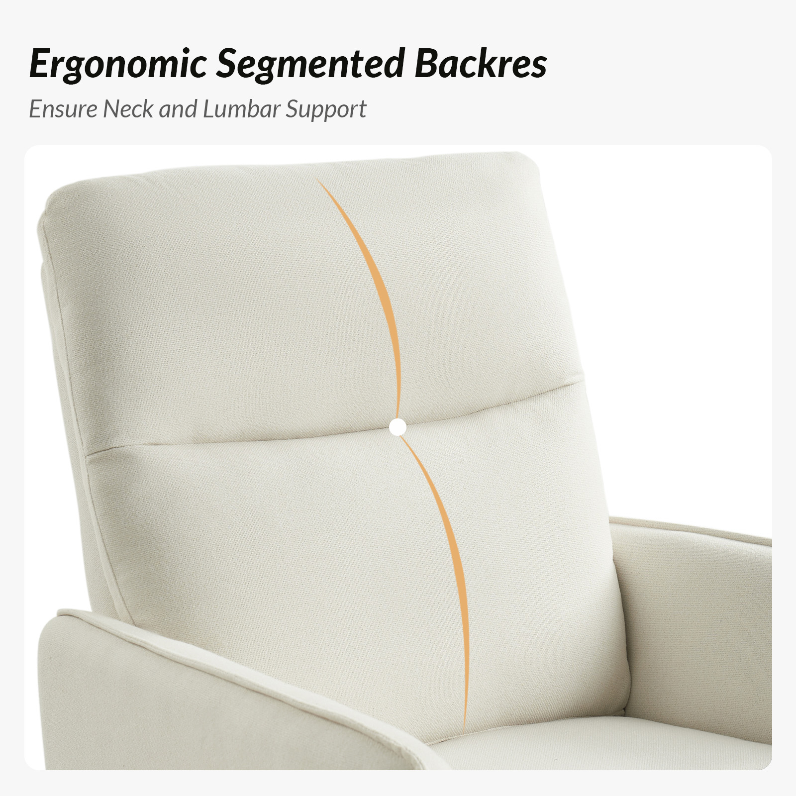 Claude Ivory Linen Swivel Rocking Manual Recliner with Storage Pockets 4 Claude Ivory Linen Swivel Rocking Manual Recliner with Storage Pockets - Image 4