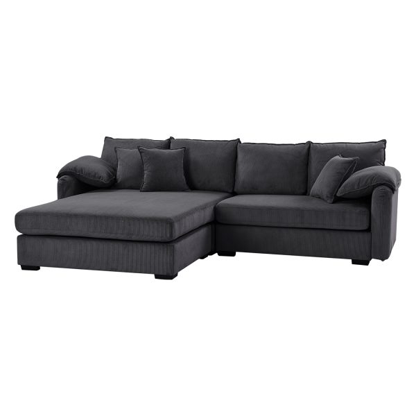 Claudius Charcoal Velvet Oversized Storage Sectional Comfy and Soft Couch 1