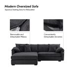 Claudius Charcoal Velvet Oversized Storage Sectional Comfy and Soft Couch 8 Claudius Charcoal Velvet Oversized Storage Sectional Comfy and Soft Couch