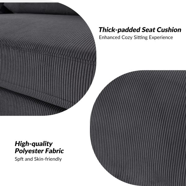Claudius Charcoal Velvet Oversized Storage Sectional Comfy and Soft Couch 4
