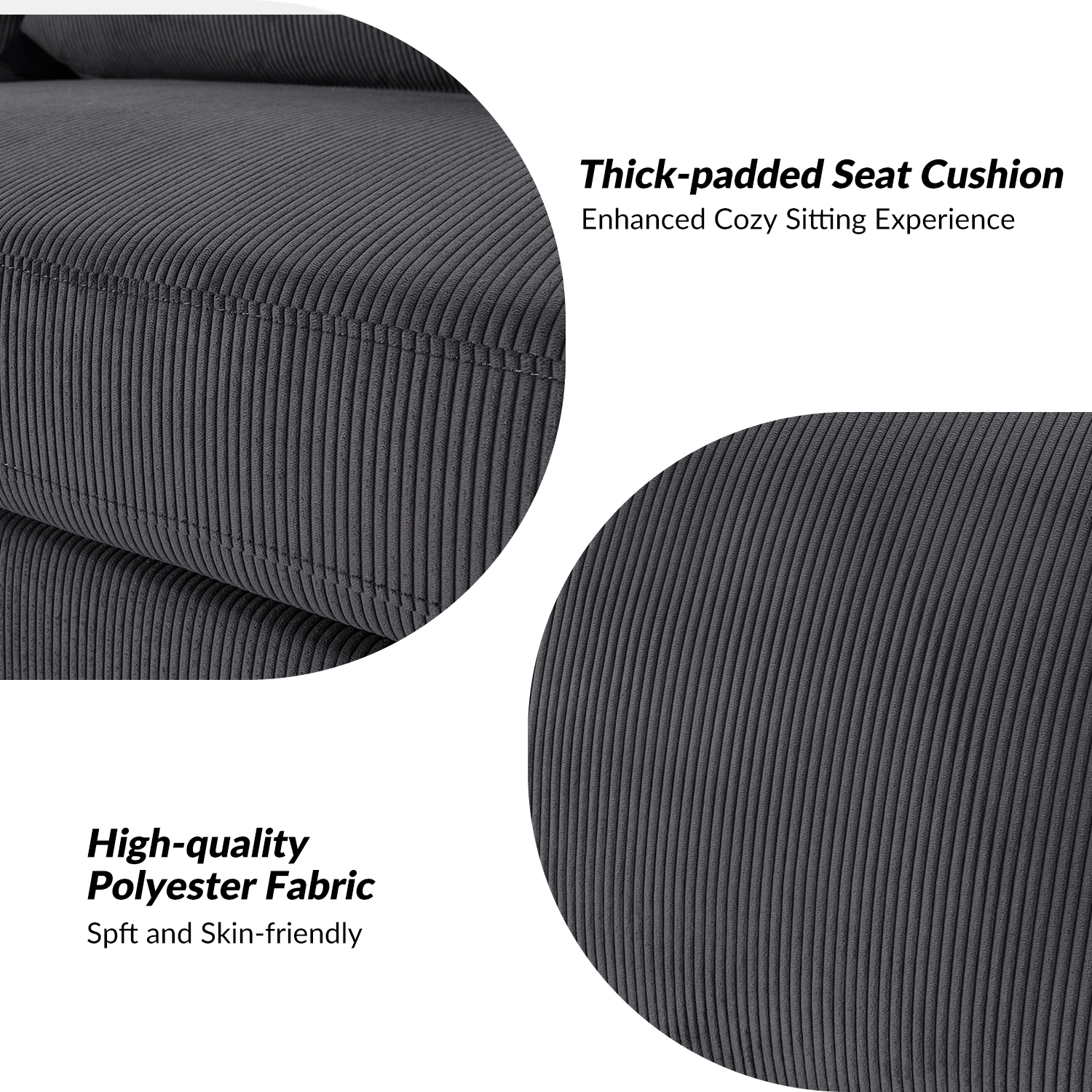 Claudius Charcoal Velvet Oversized Storage Sectional Comfy and Soft Couch 5 Claudius Charcoal Velvet Oversized Storage Sectional Comfy and Soft Couch - Image 5