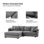 Claudius Grey Velvet Oversized Storage Sectional Sofa